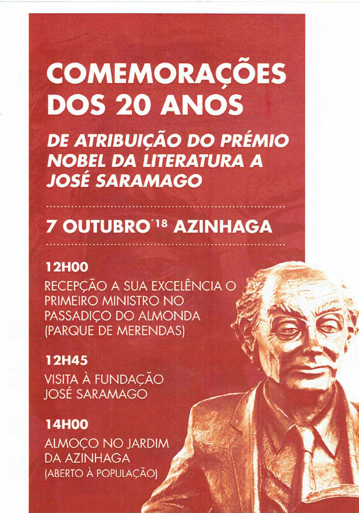 Imagem Comemorações dos 20 anos de Atribuição do Prémio Nobel da Literatura a José Saramago